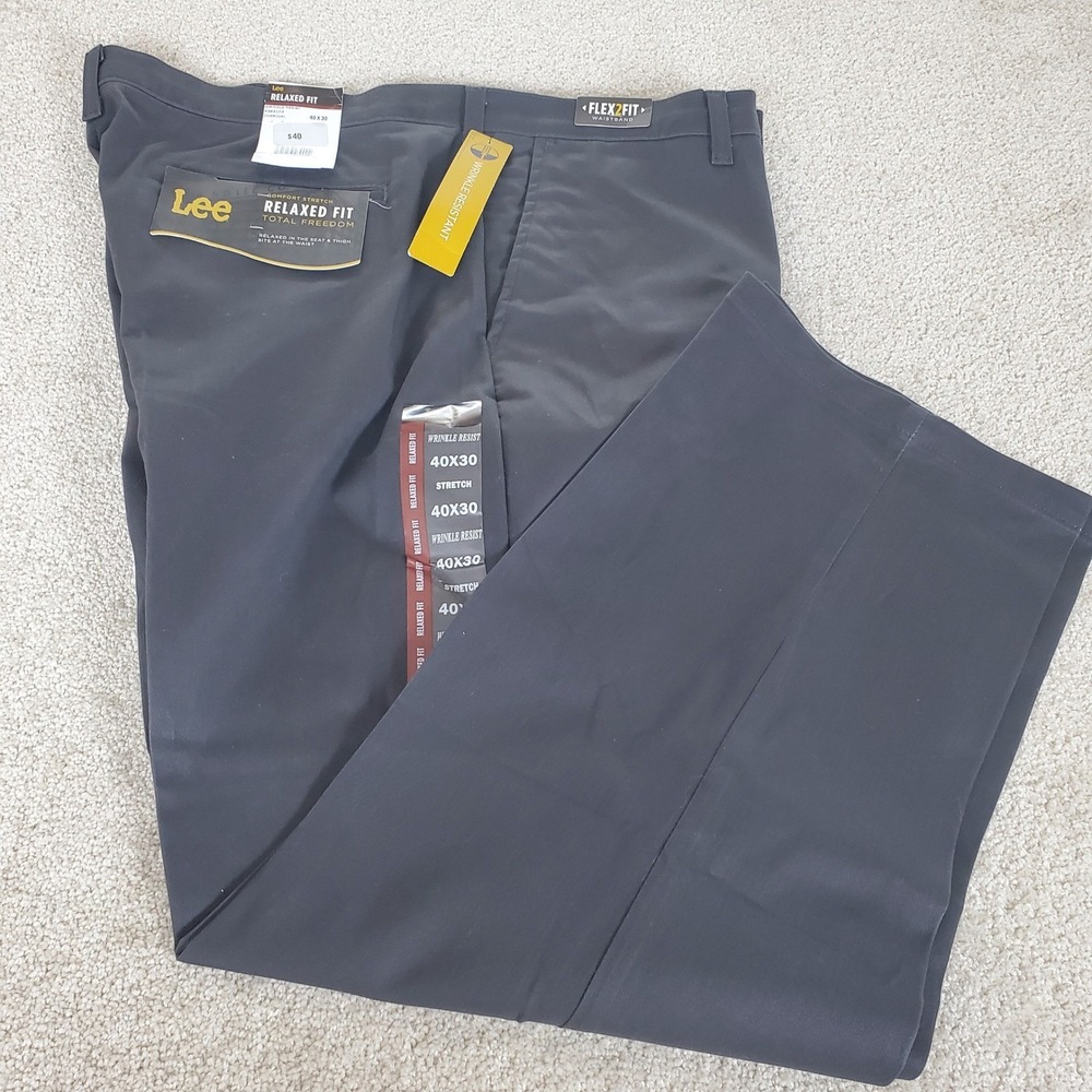 Lee Total Freedom Pants Men's 40x30 Act 29.5 Charcoal Relaxed Fit Stretch NWTGS